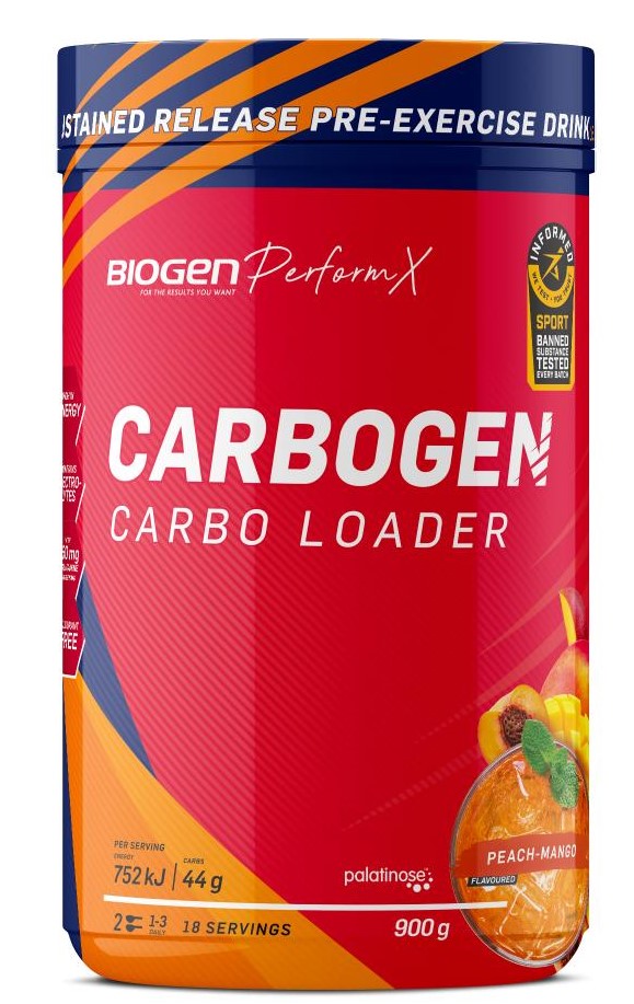 Biogen Carbogen Carbo Loader 900g

 Tub - Peach Mango
